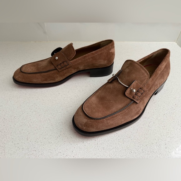 Christian Louboutin Chambelimoc Flat Loafer Cuir Brown Suede Size EU 43 US 10 main image 6